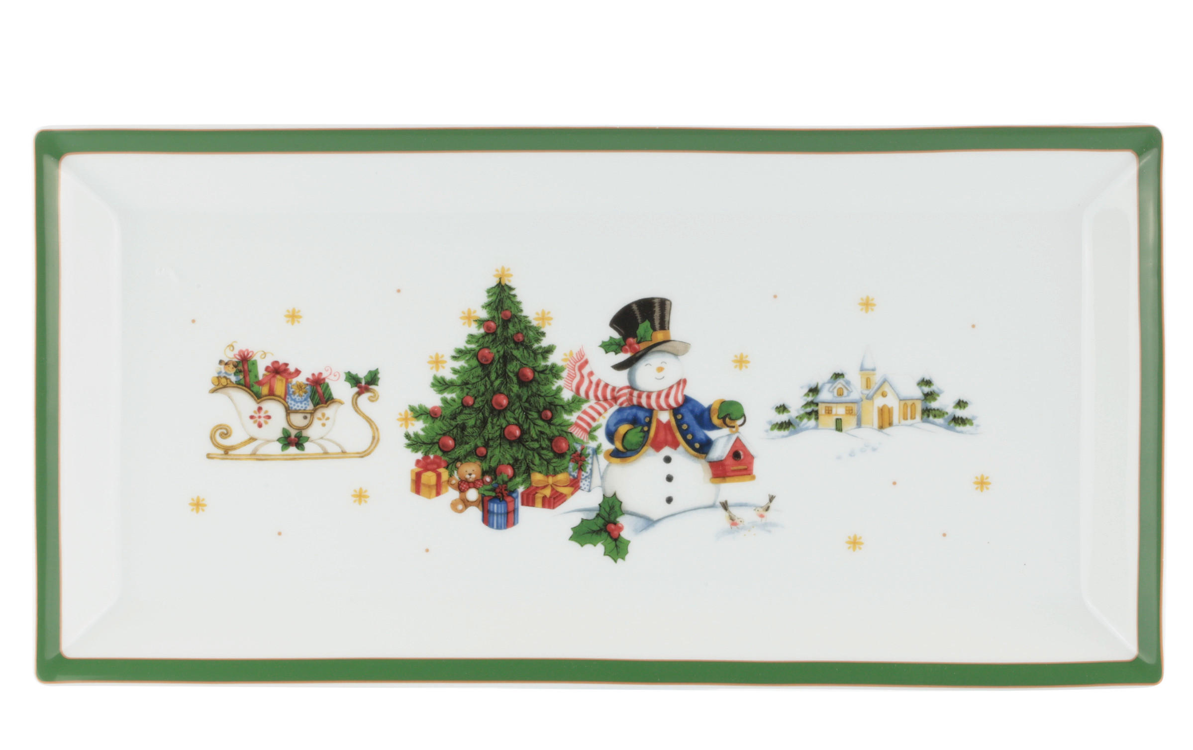 SERVIERPLATTE 18/36 cm  - Weiß/Grün, KONVENTIONELL, Keramik (18/36cm) - X-Mas