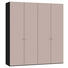 DREHTÜRENSCHRANK 4-türig Rosa, Schwarz - Silberfarben/Schwarz, Design, Glas/Holzwerkstoff (202,5/220/58,5cm) - Jutzler DREHTÜRENSCHRANK 4-türig Rosa, Schwarz - Silberfarben/Schwarz, Design, Glas/Holzwerkstoff (202,5/220/58,5cm) - Jutzler