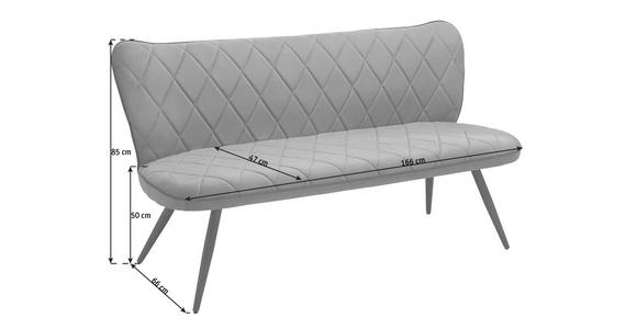 SITZBANK 166/85/66 cm in Grau, Schwarz - Schwarz/Grau, Design, Textil/Metall (166/85/66cm) - Hom`in