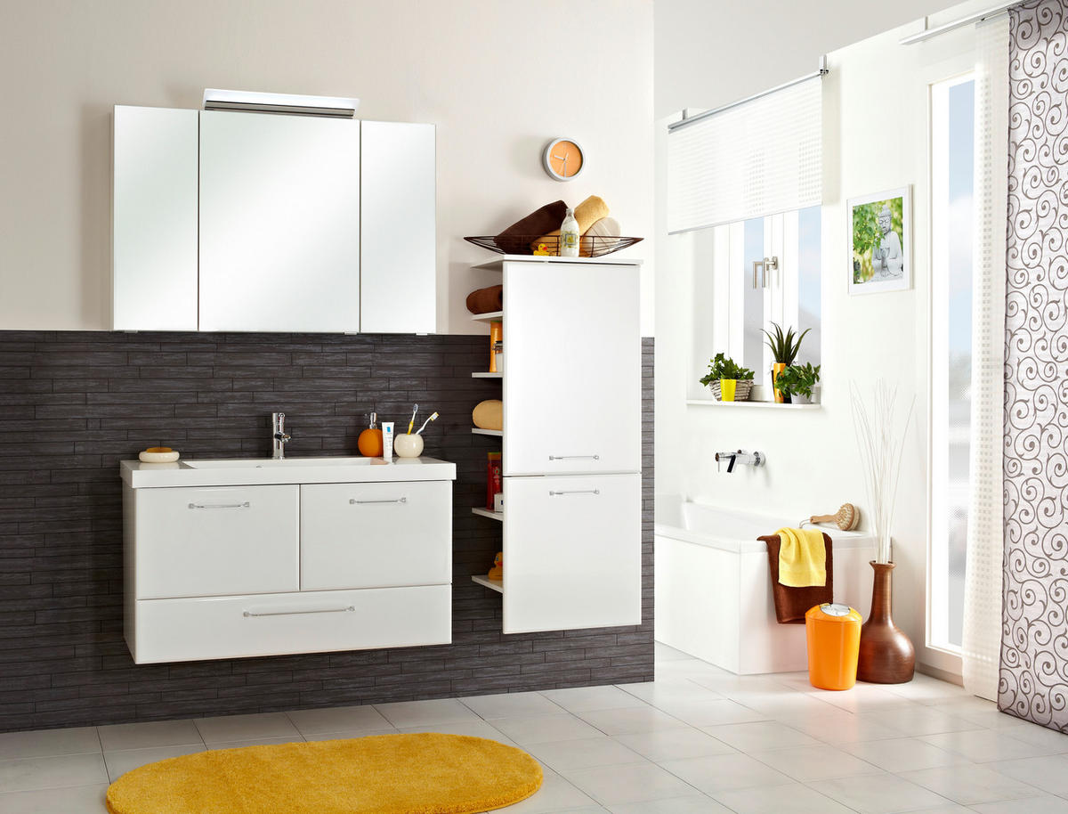 WASCHTISCHUNTERSCHRANK 96/51/44 cm  - Weiss Hochglanz/Chromfarben, Basics, Holzwerkstoff (96/51/44cm) - Xora
