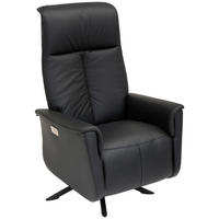 FÅTÖLJ i trä, metall, läder svart  - stålfärgad/svart, Design, metall/läder (77/112/87cm) - Welnova