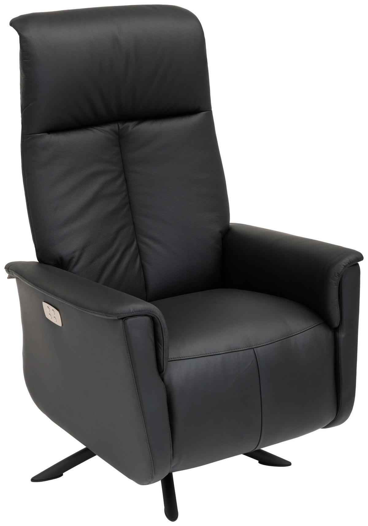 FÅTÖLJ i trä, metall, läder svart  - stålfärgad/svart, Design, metall/läder (77/112/87cm) - Welnova