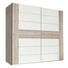 SCHWEBETÜRENSCHRANK 2 -türig Eichefarben, Weiß - Edelstahlfarben/Eichefarben, Design, Holzwerkstoff/Metall (270/210/61cm) - CARRYHOME