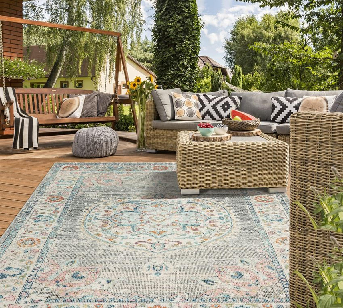 OUTDOORTEPPICH 80/150 cm Salsa Outdoor Blau, Grau  - Blau/Grau, KONVENTIONELL, Textil (80/150cm) - Novel