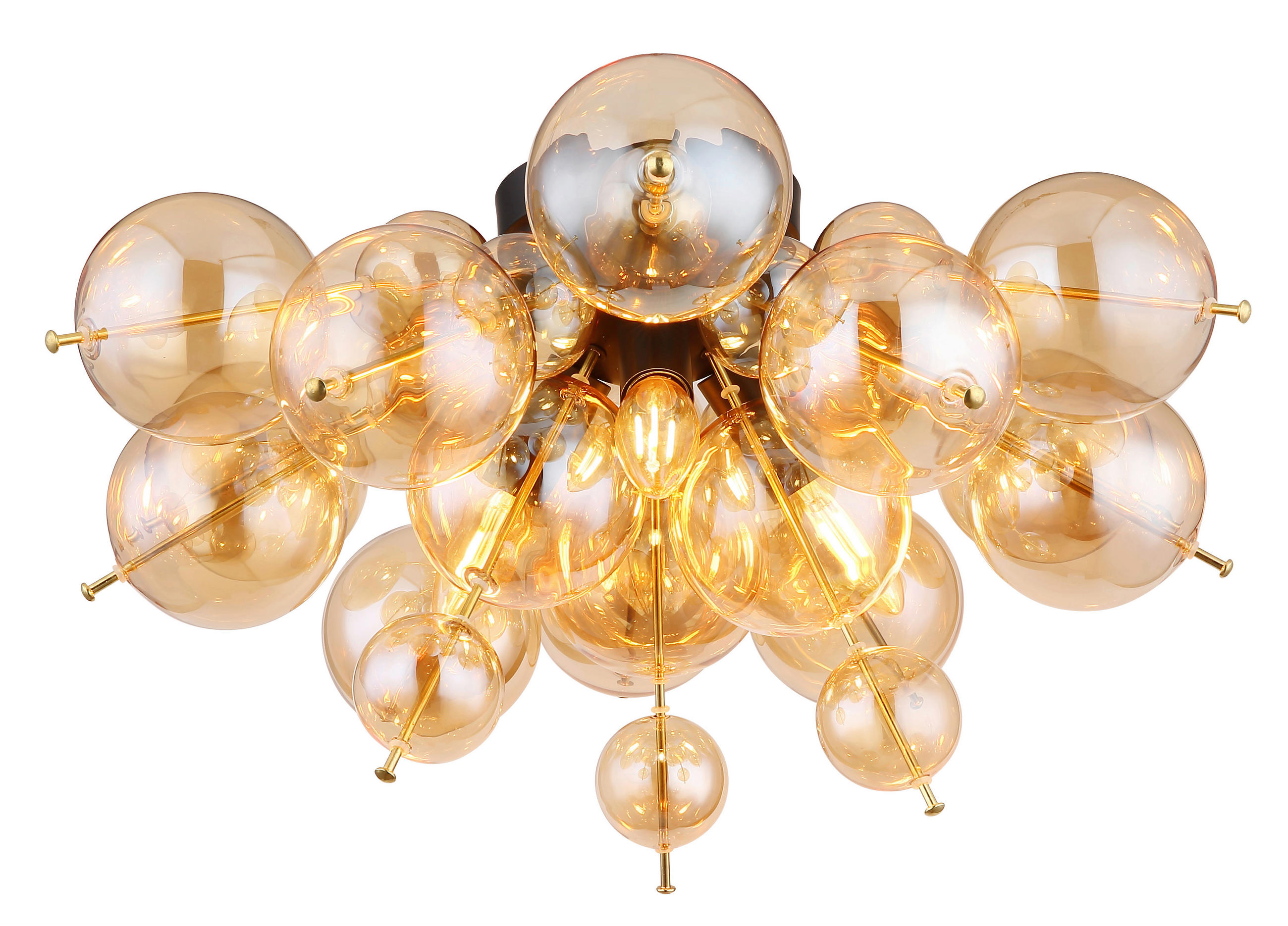 TAKLAMPA 55/28 cm  - svart/guldfärgad, Design, metall/glas (55/28cm) - Globo