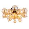 DECKENLEUCHTE  55/28 cm    - Goldfarben/Schwarz, Design, Glas/Metall (55/28cm) - Globo