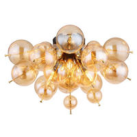 DECKENLEUCHTE  55/28 cm    - Goldfarben/Schwarz, Design, Glas/Metall (55/28cm) - Globo