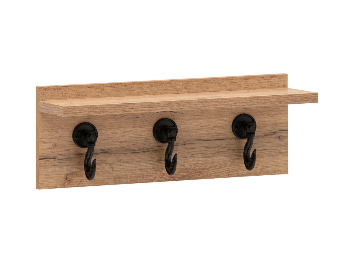 HANDTUCHHAKEN - Eichefarben, KONVENTIONELL, Holzwerkstoff (40,2/14,1/15,7cm)