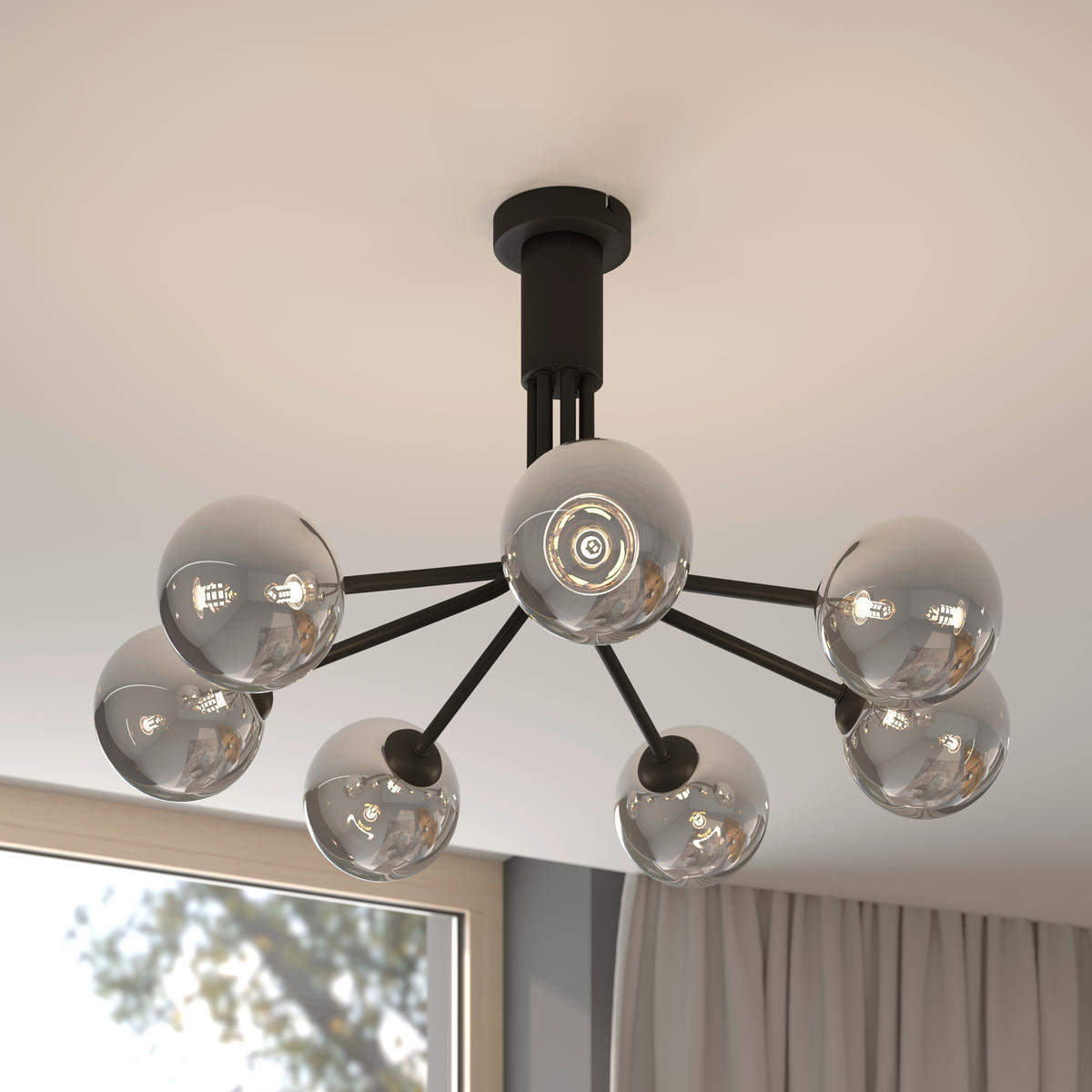 TAKLAMPA Widnes 65/40 cm  - mörkgrå, Design, metall/glas (65/40cm) - Novel
