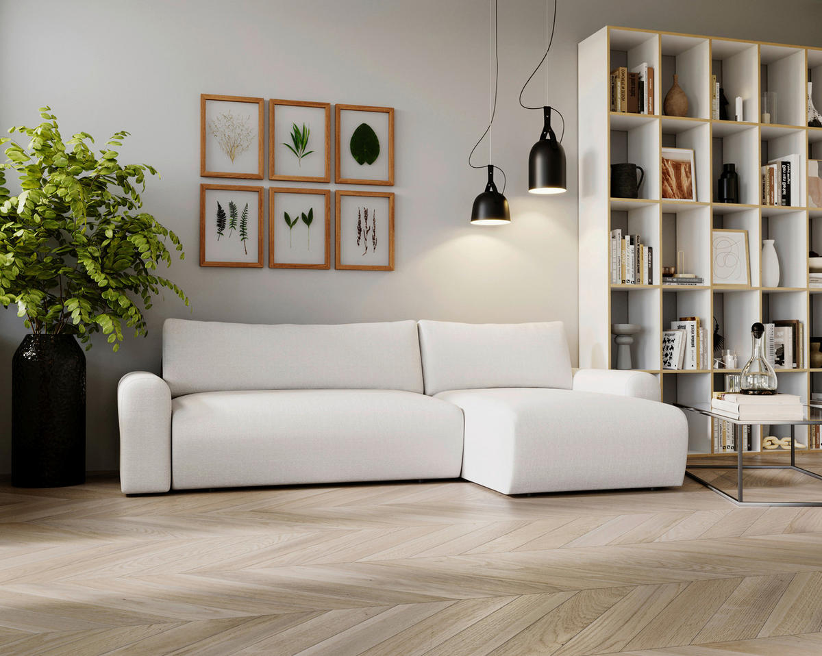 ECKSOFA Creme  - Creme/Schwarz, Design, Kunststoff/Textil (246/150cm) - Livetastic