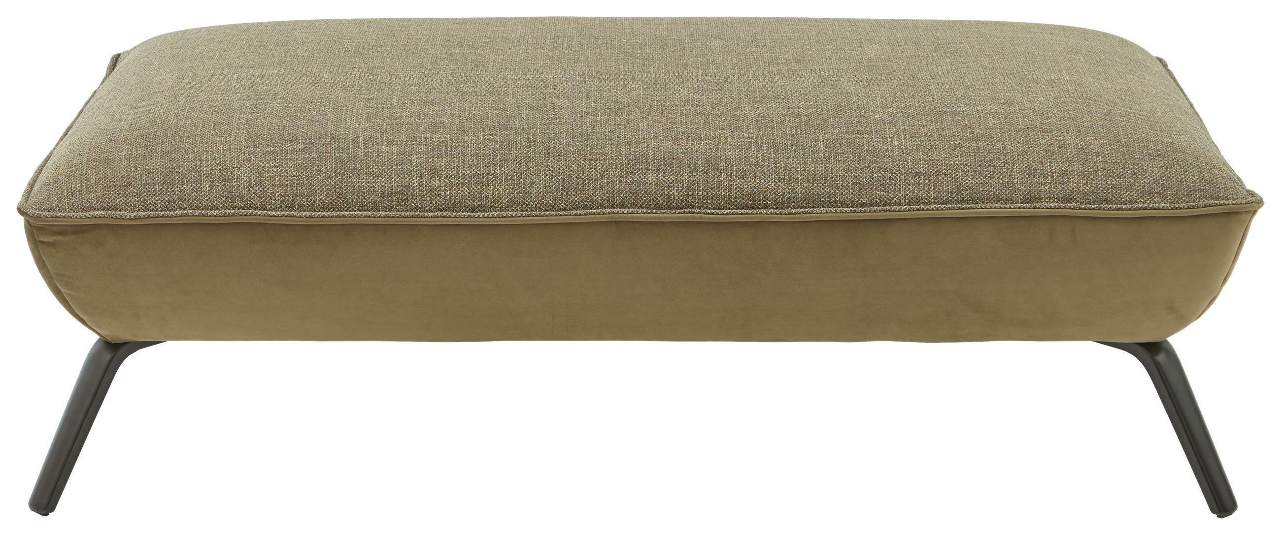 HOCKER Flachgewebe Olivgrün  - Chromfarben/Schwarz, Design, Textil/Metall (142/43/80cm) - Moderano