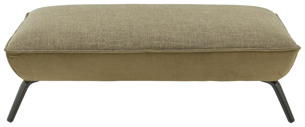 HOCKER Flachgewebe Olivgrün  - Chromfarben/Schwarz, Design, Textil/Metall (142/43/80cm) - Moderano