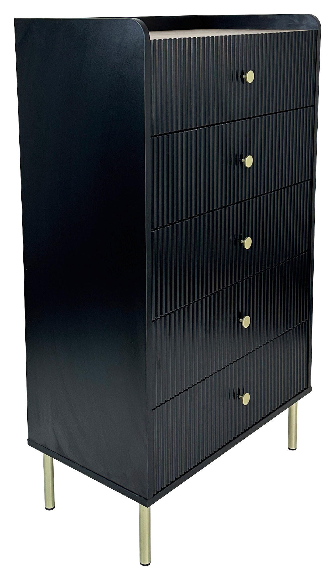 Milino Kommode Snow Schwarz, Eiche 70x121.6x40 cm