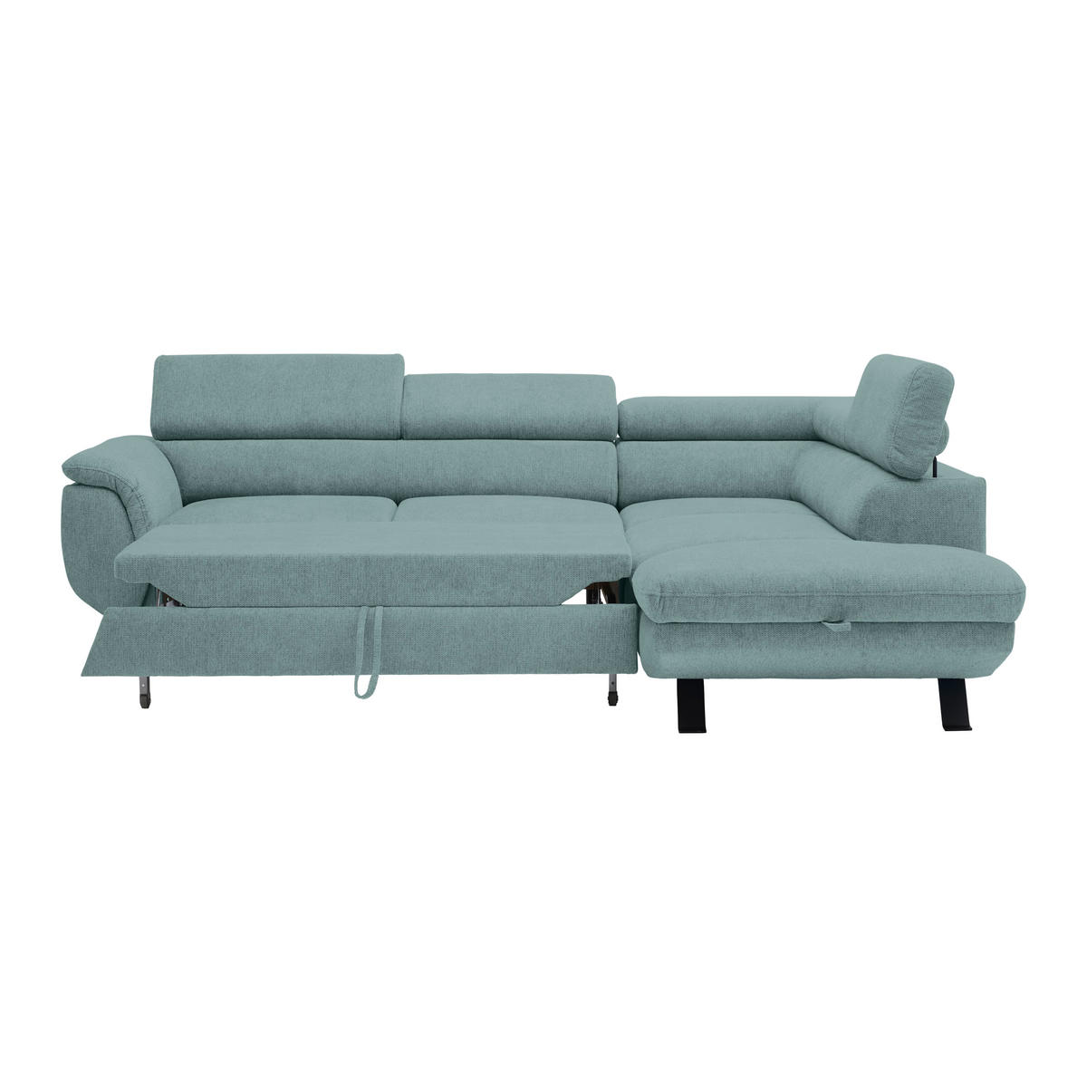 HÖRNSOFFA i vävt tyg petrol  - petrol/svart, Modern, metall/textil (257/198cm) - MID.YOU