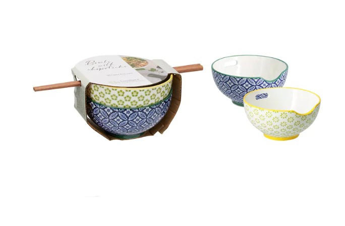 Ramen-skål m.ätpinnar 2 delar  - multicolor, Basics (13/6,5cm)