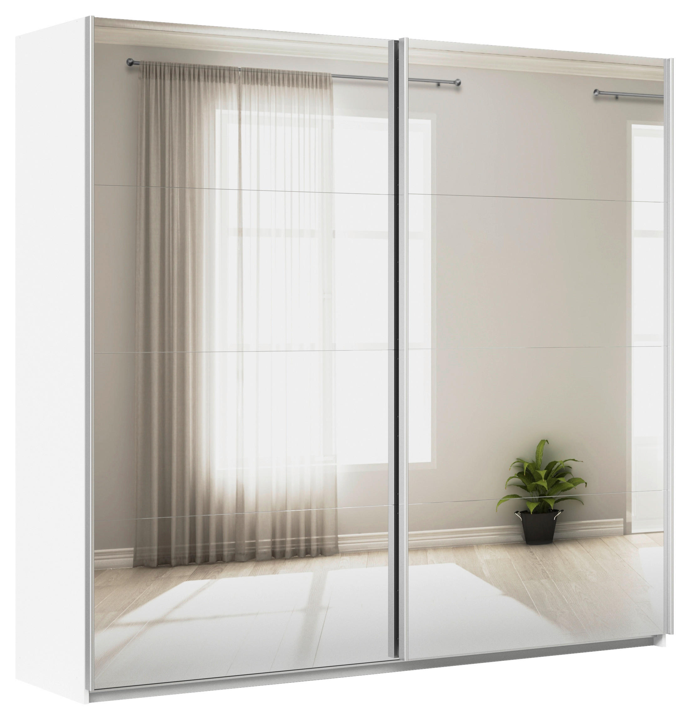 SCHWEBETÜRENSCHRANK  in Weiß  - Alufarben/Weiß, KONVENTIONELL, Glas/Holzwerkstoff (225/210/62cm) - Xora