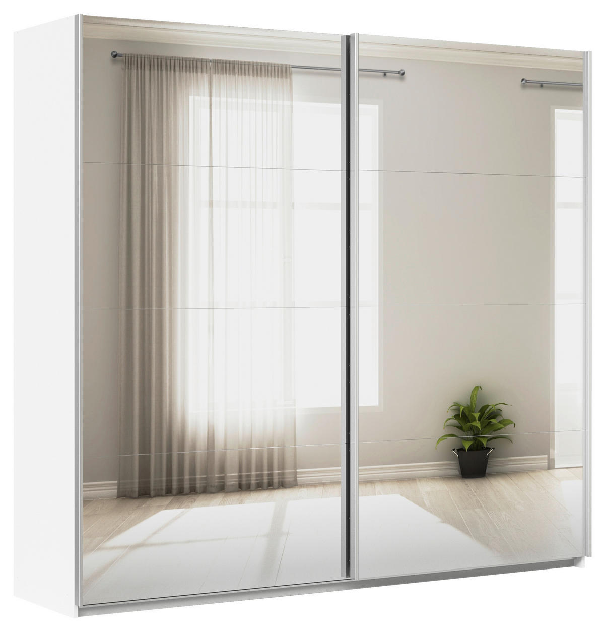 SCHWEBETÜRENSCHRANK  in Weiß  - Alufarben/Weiß, KONVENTIONELL, Glas/Holzwerkstoff (225/210/62cm) - Xora