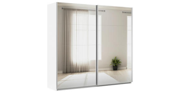 SCHWEBETÜRENSCHRANK  in Weiß  - Alufarben/Weiß, KONVENTIONELL, Glas/Holzwerkstoff (225/210/62cm) - Xora