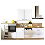 KÜCHENBLOCK 330 cm   in Weiß, Eichefarben  - Eichefarben/Schwarzchrom, Design, Holzwerkstoff/Metall (330cm) - Xora