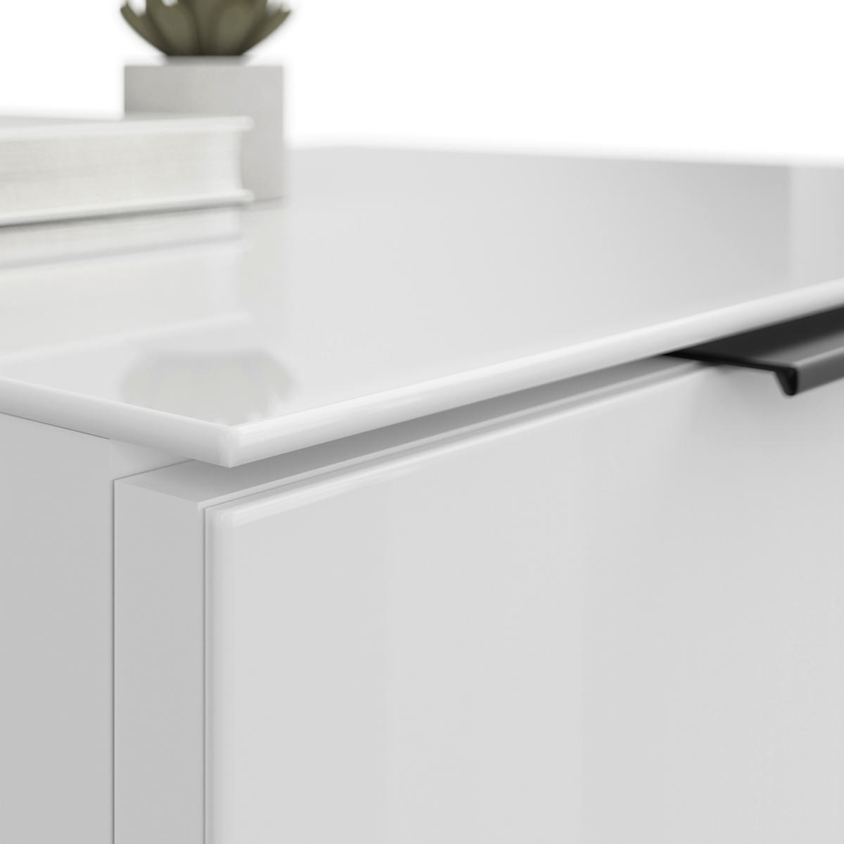 SIDEBOARD Style  in 225/98,7/40 cm  - Weiß Hochglanz/Schwarz, Basics, Glas/Holzwerkstoff (225/98,7/40cm)