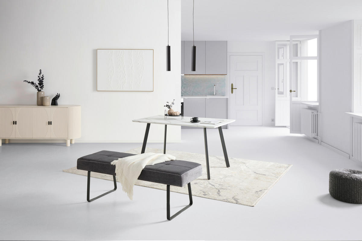 SITZBANK 140/49/47 cm Samt Dunkelgrau  - Dunkelgrau/Schwarz, KONVENTIONELL, Textil/Metall (140/49/47cm) - MID.YOU