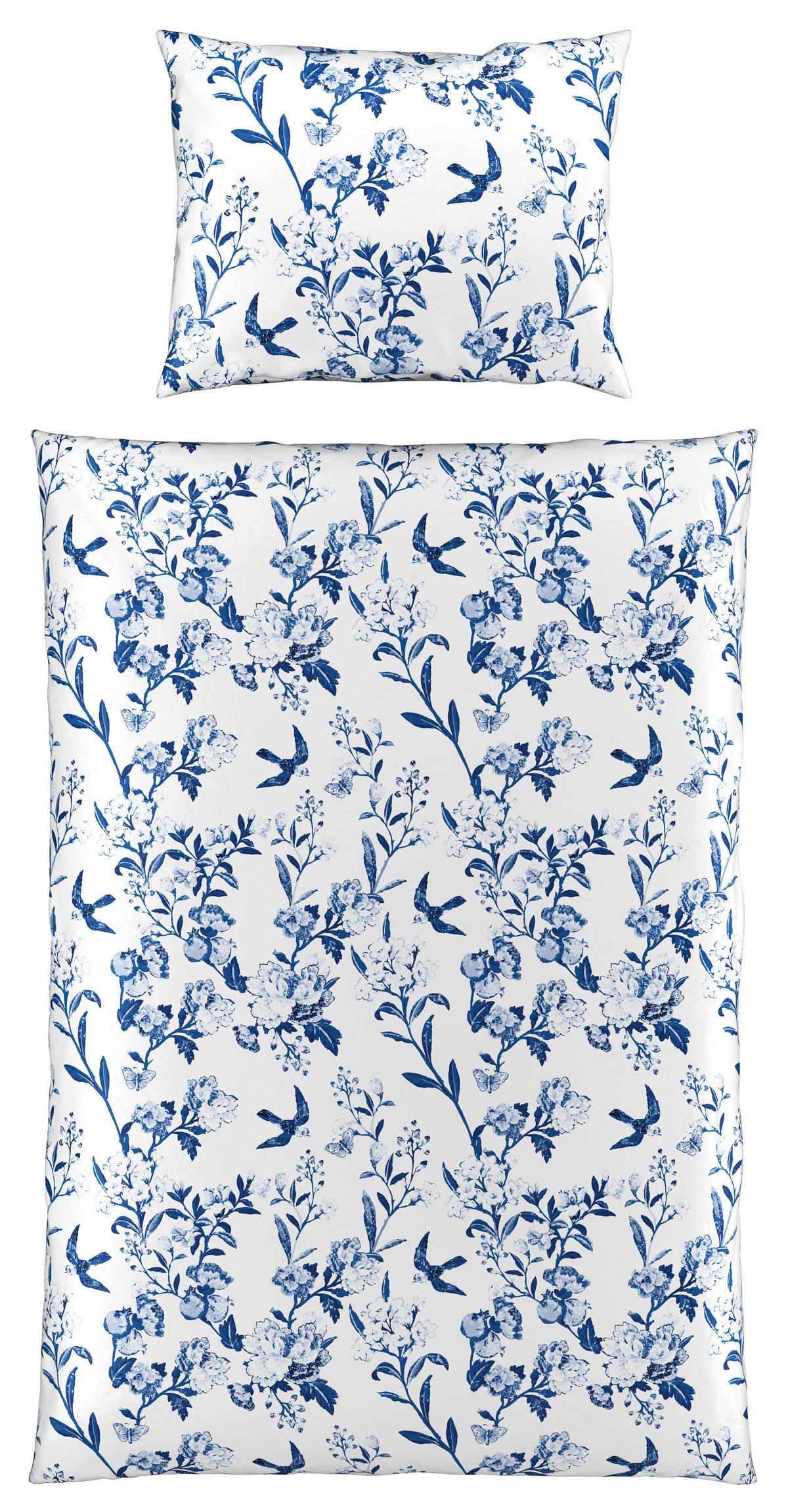 POVLEČENÍ, satén, modrá, bílá, 140/200 cm - bílá/modrá, Konvenční, textil (140/200cm) - Esposa