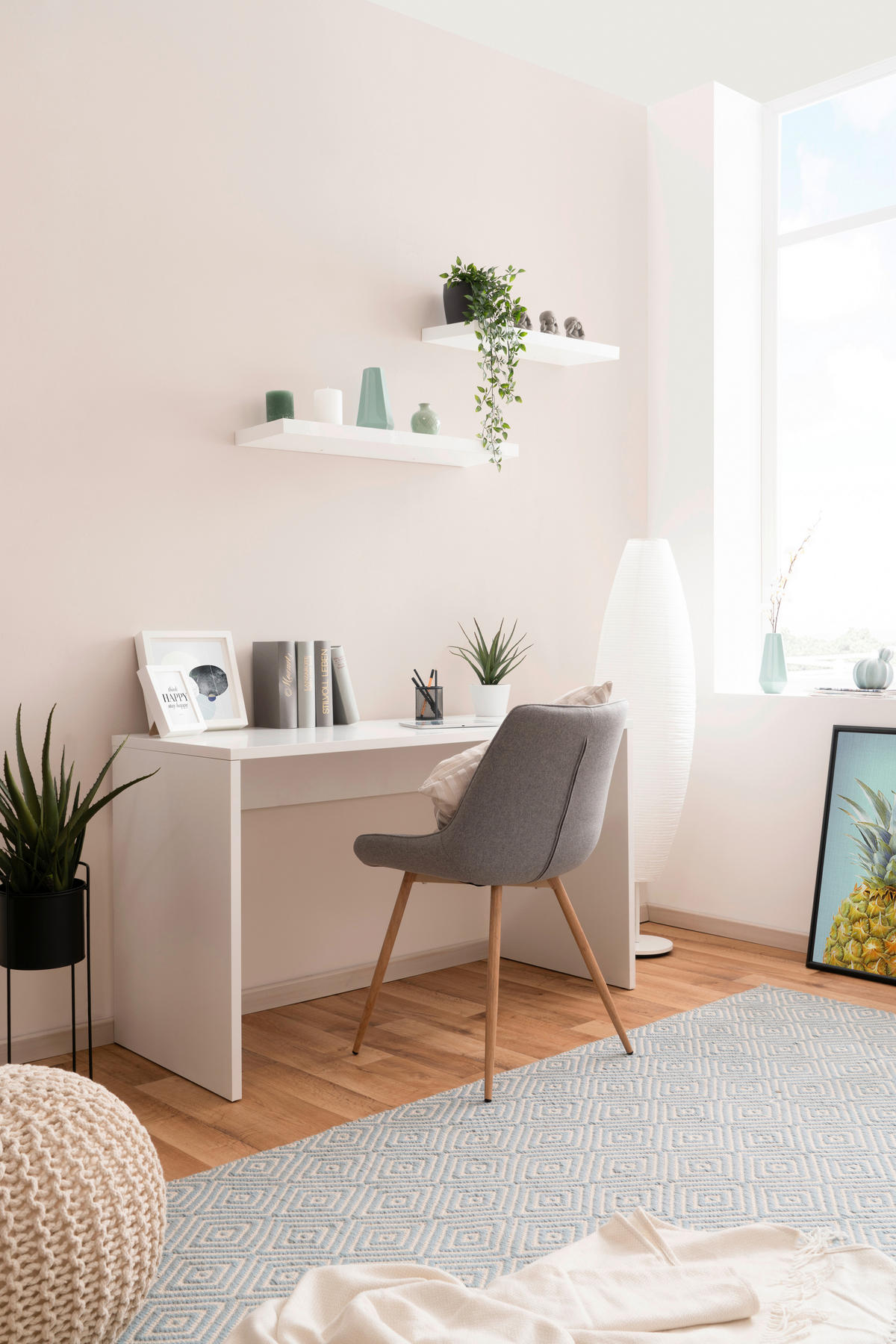 RADNI STO  bela   - bela, Konvencionalno, pločasti materijal (130/54/75cm) - Ti'me