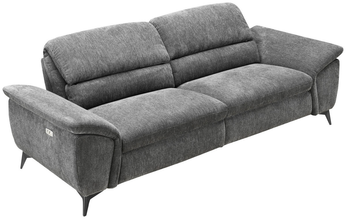 2-SITZER-SOFA in Mikrofaser Dunkelgrau  - Dunkelgrau/Schwarz, Design, Textil/Metall (222cm) - Livetastic