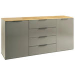 SIDEBOARD Eichefarben, Grau Hochglanz  - Eichefarben/Grau Hochglanz, Design, Holzwerkstoff (83,1/187,2/35,1cm) - Carryhome