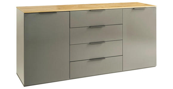 SIDEBOARD 83,1/187,2/35,1 cm in Eichefarben, Grau Hochglanz - Eichefarben/Grau Hochglanz, Design, Holzwerkstoff (83,1/187,2/35,1cm) - Carryhome
