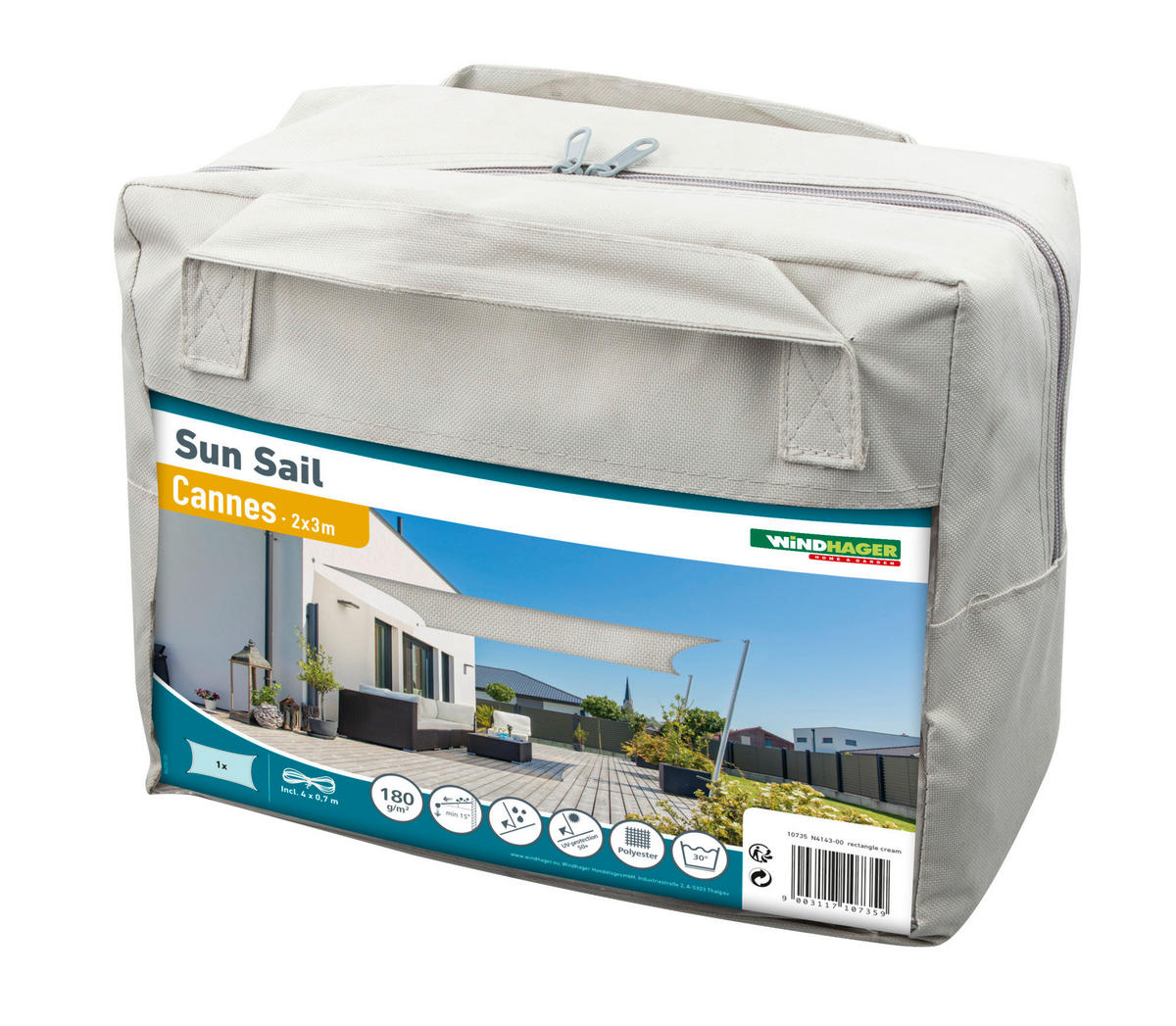 GARTENSONNENSEGEL  200/300 cm  - Weiß, Basics, Kunststoff (200/300cm) - Windhager