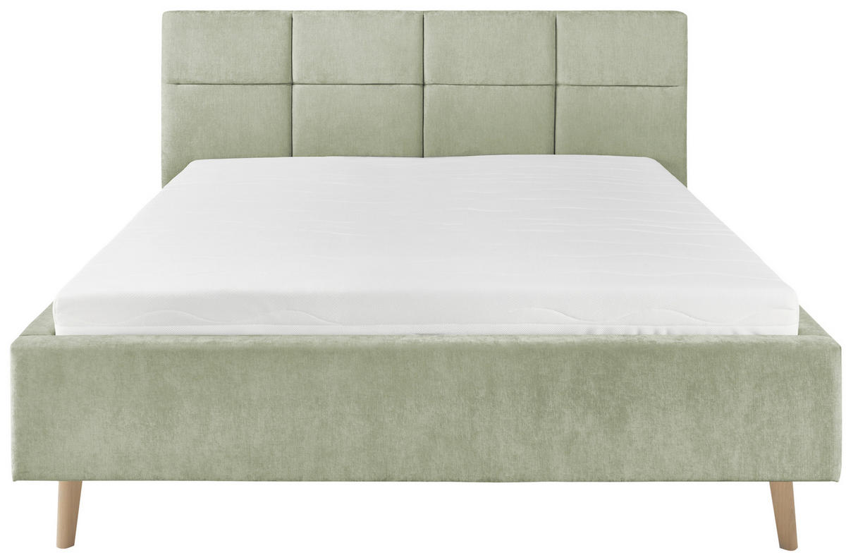 POLSTERBETT 140/200 cm,  in Hellgrün,  - Eichefarben/Hellgrün, KONVENTIONELL, Holz/Textil (140/200cm) - SetOne by Musterring