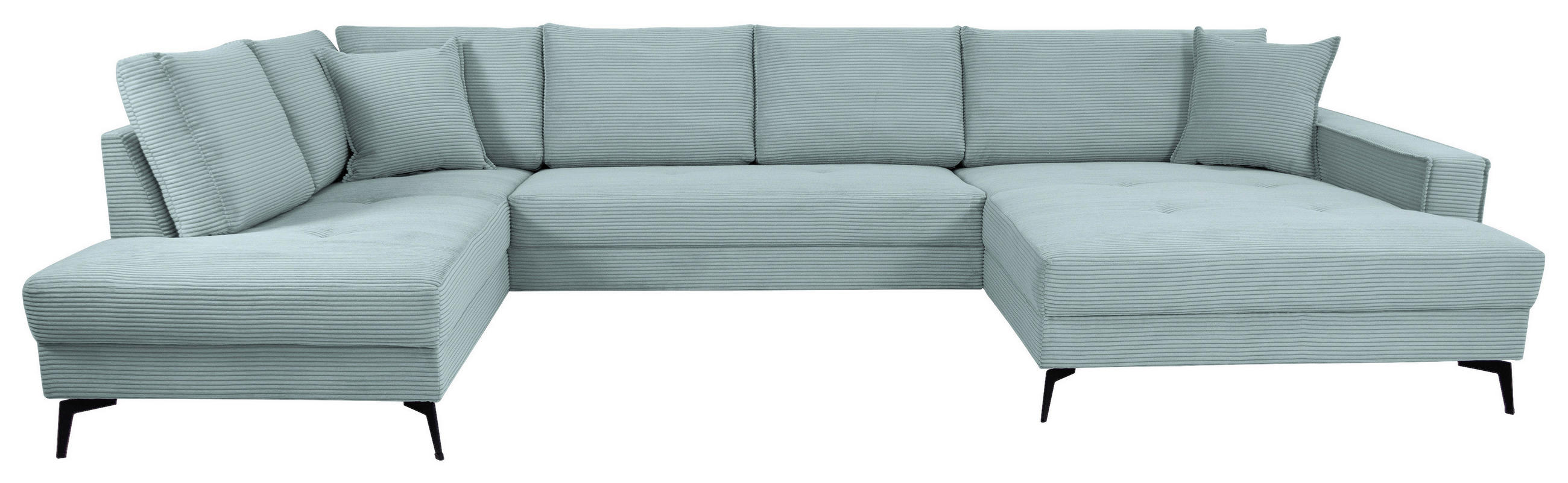 WOHNLANDSCHAFT ZERO Salbeigrün Cord  - Salbeigrün/Schwarz, Trend, Textil/Metall (195/362/173cm) - Livetastic