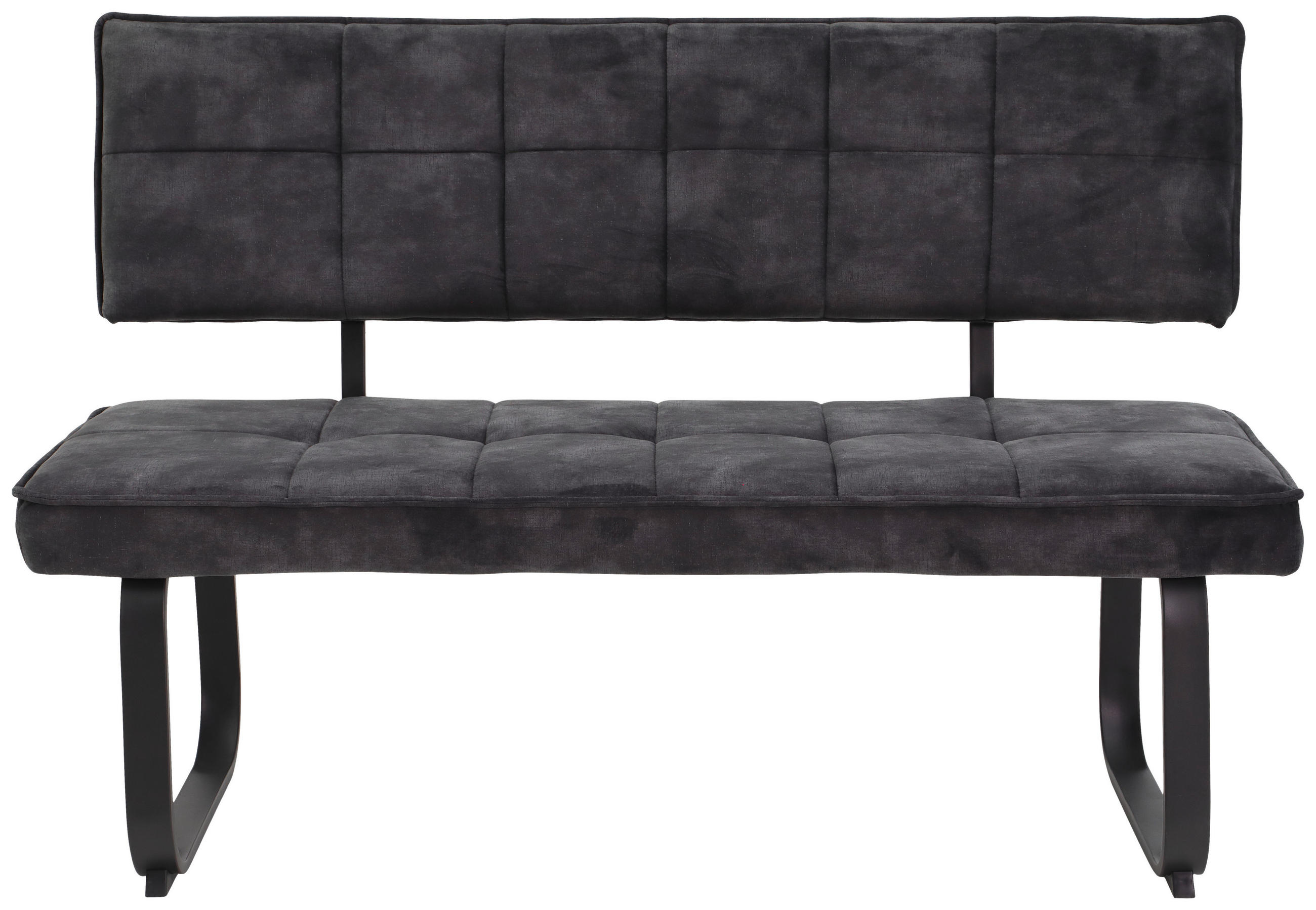 SITZBANK 140/93/62 cm Samt, Velours Anthrazit Metall  - Anthrazit, Design, Textil/Metall (140/93/62cm) - Carryhome