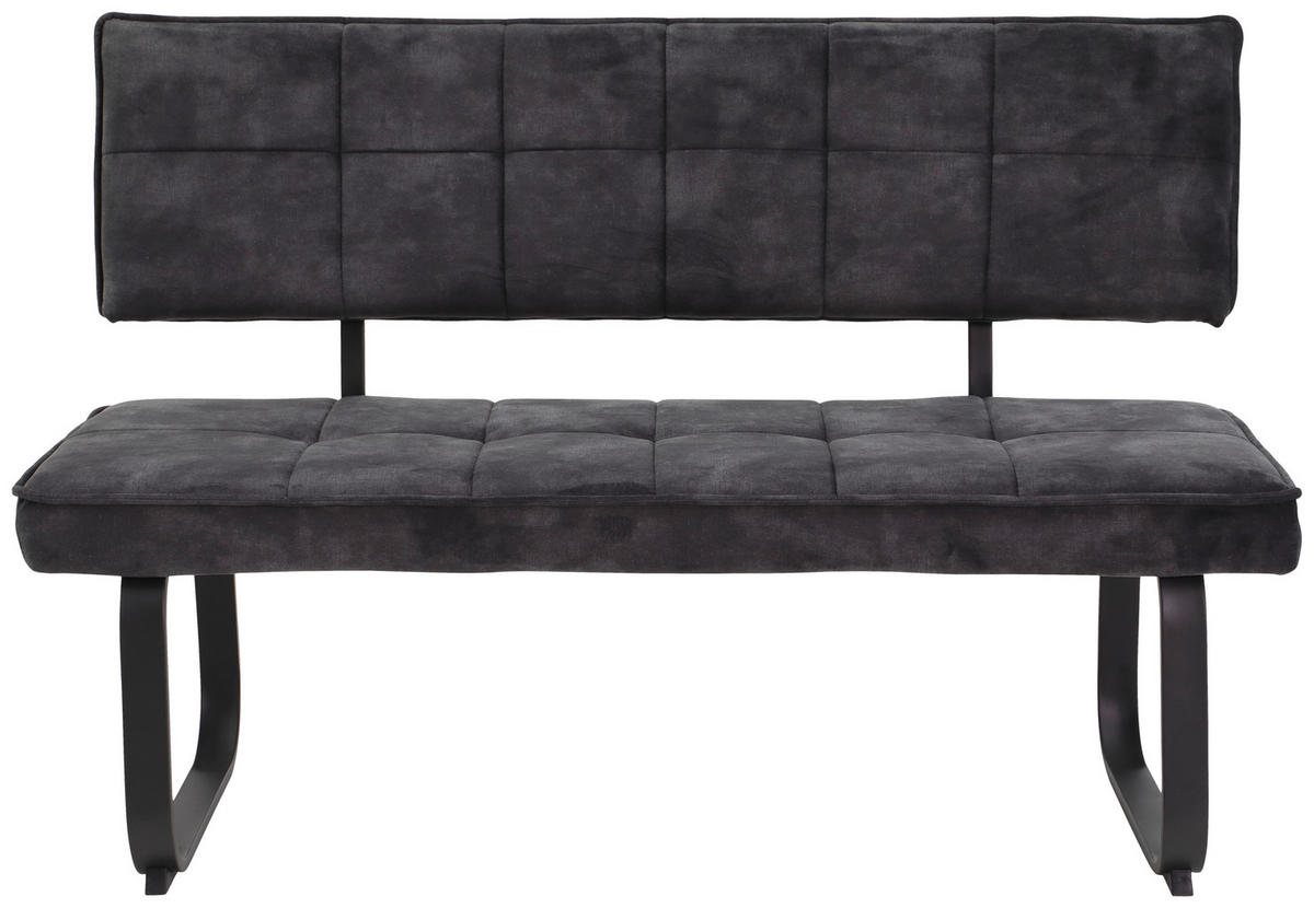 SITZBANK 140/93/62 cm Samt, Velours Anthrazit Metall  - Anthrazit, Design, Textil/Metall (140/93/62cm) - Carryhome