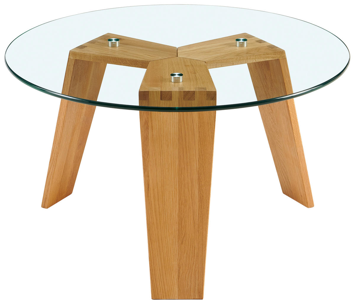 COUCHTISCH Eiche massiv ESG rund Klar, Naturfarben  - Klar/Naturfarben, Design, Glas/Holz (70/39.5/70cm) - Livetastic