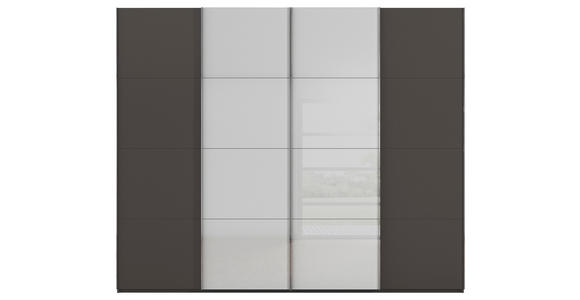 SCHWEBETÜRENSCHRANK 271/223/68 cm 4-türig Graphitfarben, Grau  - Chromfarben/Graphitfarben, KONVENTIONELL, Glas/Holzwerkstoff (271/223/68cm) - Novel