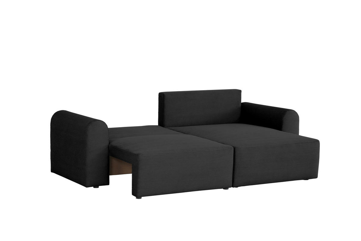 ECKSOFA in Cord Schwarz  - noir, Design, textile (250/151cm) - MID.YOU
