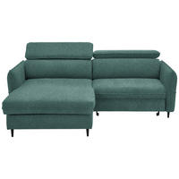 ECKSOFA Samt Dunkelgrün  - Dunkelgrün/Schwarz, Design, Holz/Textil (185/232cm) - Stylife