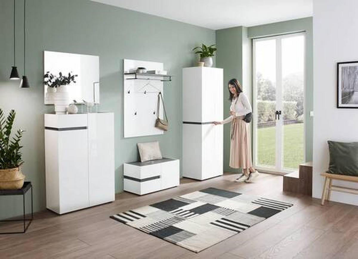 SCHUHSCHRANK Anthrazit, Weiß  - Anthrazit/Schwarz, Design, Holzwerkstoff/Kunststoff (80/118,5/34cm) - Voleo