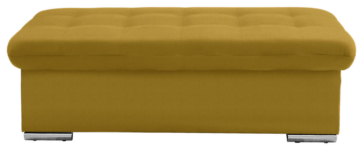 HOCKER in Textil Gelb  - Gelb/Silberfarben, Design, Textil/Metall (137/43/74cm) - Cantus