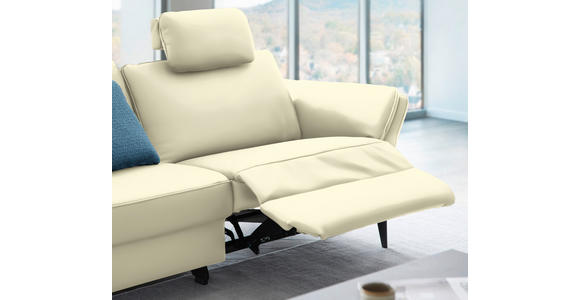 3-SITZER-SOFA in Leder Weiß  - Schwarz/Weiß, Design, Leder/Metall (190/84/99cm) - Dieter Knoll