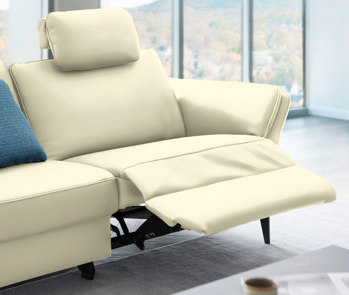 3-SITZER-SOFA in Echtleder Weiss  - Weiss/Schwarz, Design, Leder/Metall (190/84/99cm) - Dieter Knoll