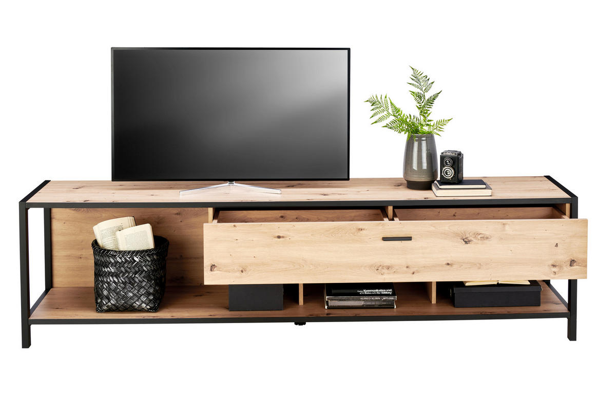 TV-ELEMENT Anthrazit, Eichefarben  215/57/46 cm  - Eichefarben/Anthrazit, Design, Holzwerkstoff/Metall (215/57/46cm) - Carryhome