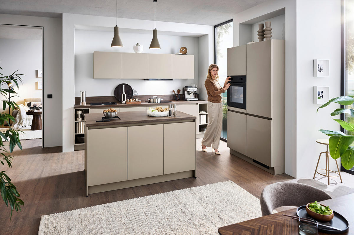 EINBAUKÜCHE   - Creme, KONVENTIONELL, Holzwerkstoff - Welnova