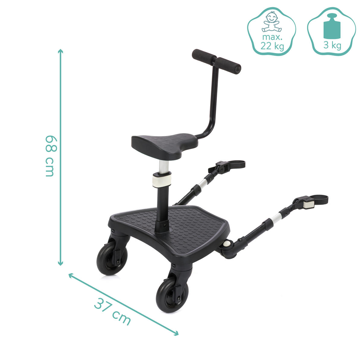 BUGGY BOARD FlexiRide  - Schwarz, Basics, Kunststoff/Metall (37/68cm) - Fillikid