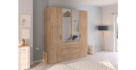 DREHTÜRENSCHRANK  in Sonoma Eiche  - Sonoma Eiche, Design, Glas/Holzwerkstoff (201/223/60cm) - Novel