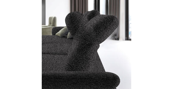 ECKSOFA in Chenille, Flachgewebe Dunkelgrau  - Dunkelgrau/Schwarz, Design, Textil/Metall (165/318cm) - Xora