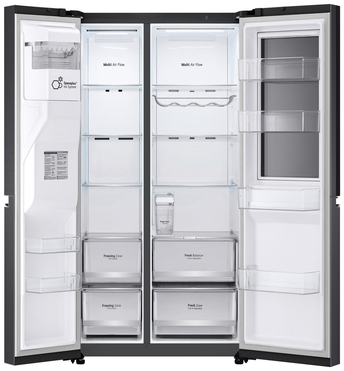 SIDE-BY-SIDE 91,3/179/73,5 cm GSXV91MCLE  - Anthrazit/Schwarz, Trend, Glas/Kunststoff (91,3/179/73,5cm) - LG