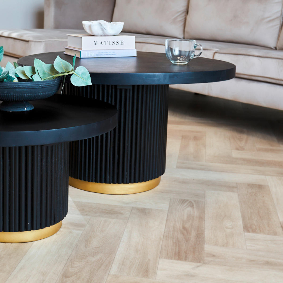 COUCHTISCH in Holz 80/80/45 cm  - Goldfarben/Schwarz, MODERN, Holz (80/80/45cm) - MID.YOU